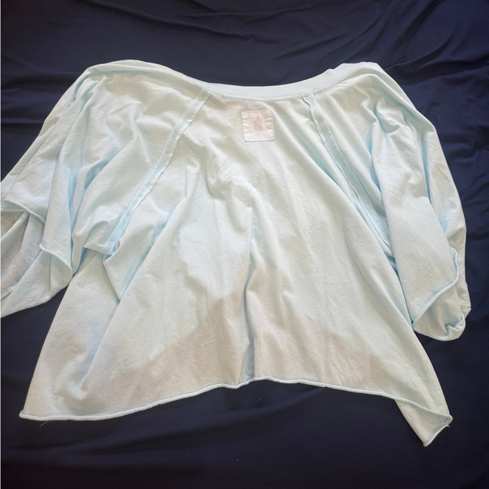 Free People Light Blue Short Sleeve Top